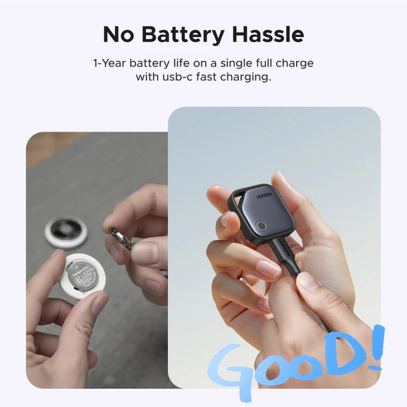 【 Charging Model 】Smart Tag Bluetooth Item Finder USB C Rechargeable Battery Last 1 Year Tracker for Apple Find My (Ios Only)
