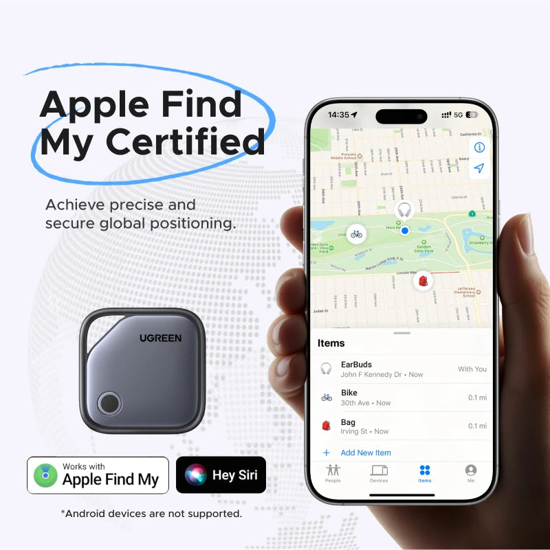 【 Charging Model 】Smart Tag Bluetooth Item Finder USB C Rechargeable Battery Last 1 Year Tracker for Apple Find My (Ios Only)